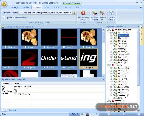 Flash Decompiler Trillix 5.3 for Windows Flash Decompiler Trillix 5.3 screenshot