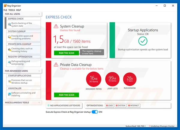 Reg Organizer 9.92 Full Version Reg Organizer 9.92 screenshot