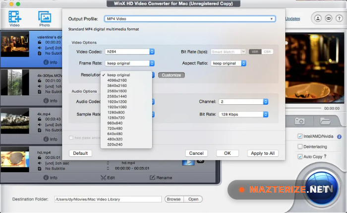 WinX HD Video Converter 6.8 For Mac WinX HD Video Converter 6.8 For Mac Screenshot